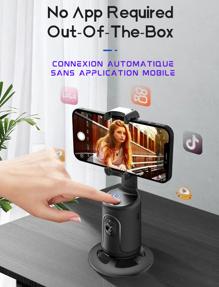 Phone Holder with AI Artificial Intelligence - Automatic Face Tracking 360° Rotation