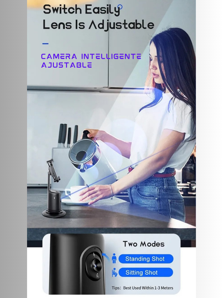 Phone Holder with AI Artificial Intelligence - Automatic Face Tracking 360° Rotation