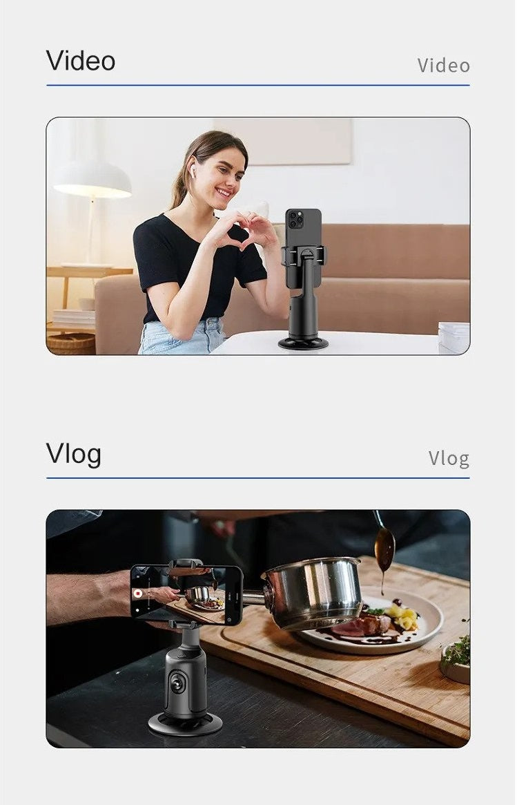 Phone Holder with AI Artificial Intelligence - Automatic Face Tracking 360° Rotation