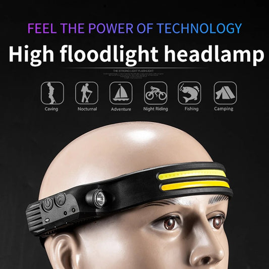 YZIGO Headlamp with Double 2 LED COB & LED EXP Outdoor/Indoor Power 300 Lum Rechargeable USB